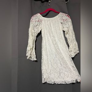 White lace, bell sleeve, dress, size small
